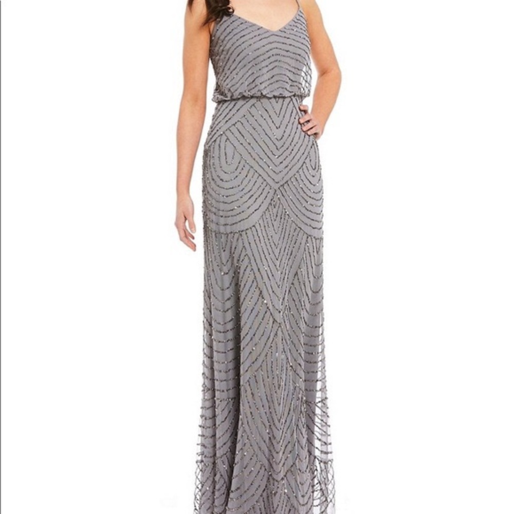 Adrianna Papell Art Deco Beaded Blouson Gown